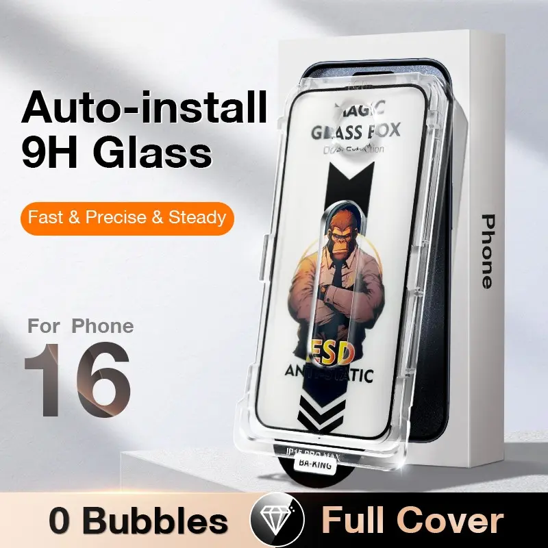 Auto Dust Elimination 9H Diamond Full Screen Protector With Auto Alignment Kit For iPhone 16 15 14 13 12 11 Pro Max Plus Tempered Glass Privacy Matte HD Dust Proof Protective Film
