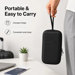 Portable Hard Shell Organizer Case, Travel Cable Storage Bag with Mesh Pocket, Compact Zipper Case for Chargers, USB Cables, Tools & Essentials