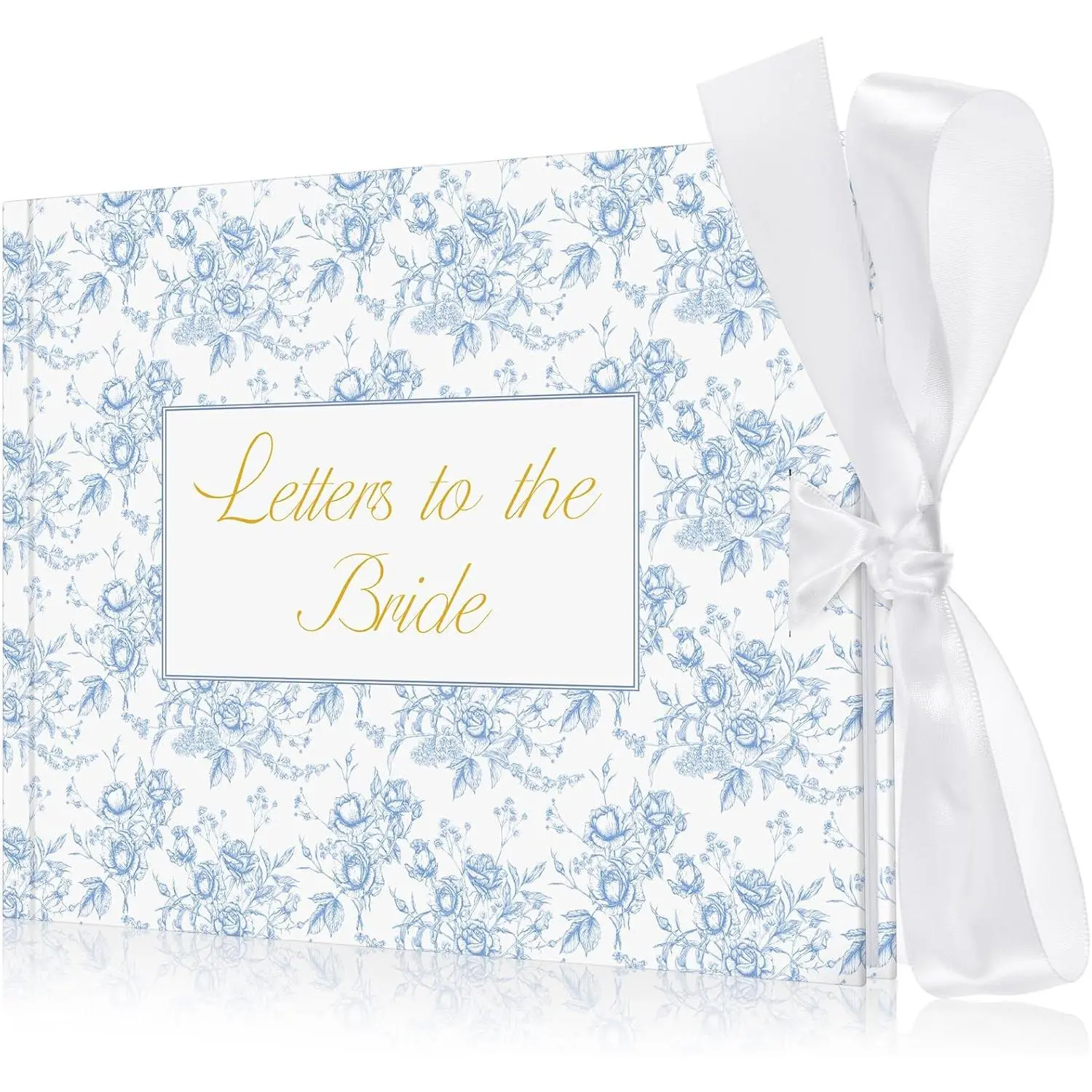 Wedding Guest Book Letters to Bride 8.5x7 Inch,Blue,Classic| Wedding Scrapbook with Blank Kraft Pages, Bridal Shower Bachelorette Memory book , DIY Blank Scrapbook, Photo Album