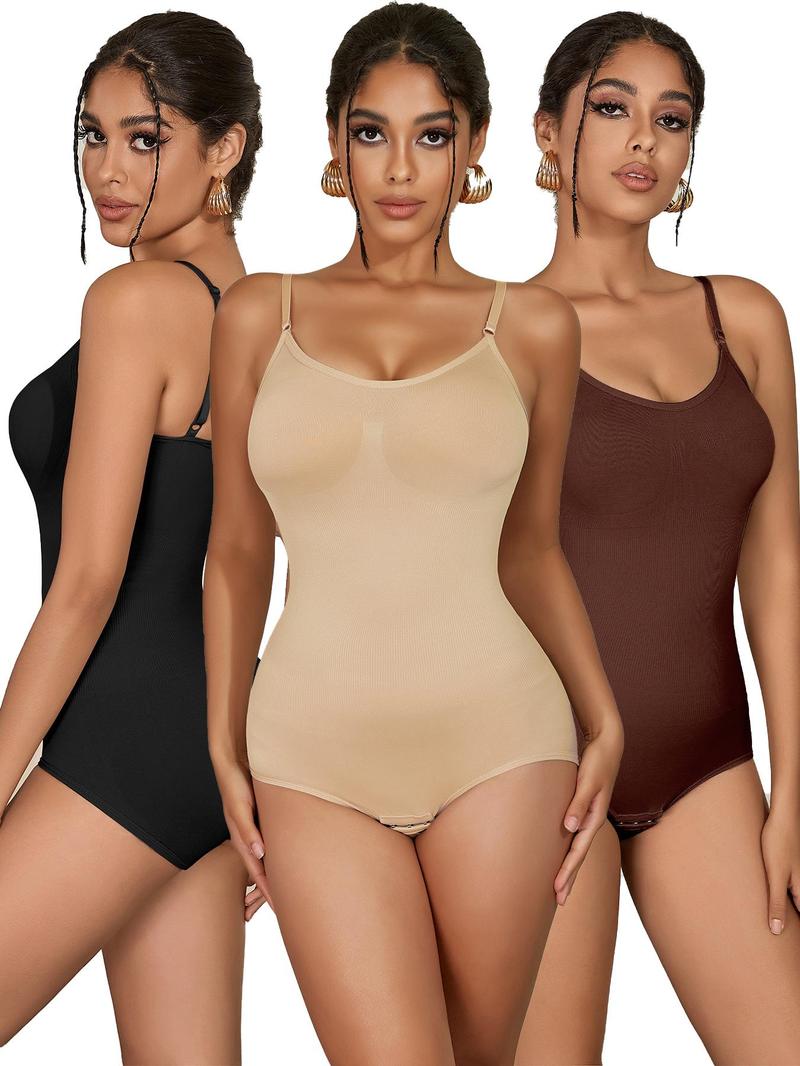 Women's Solid Backless Shapewear Cami Bodysuit, Seamless Tummy Control Shaper, Shapewear Tummy Control Fajas Para Mujer, Highwaist Girdle, Ladies Summer Shapewear Clothes