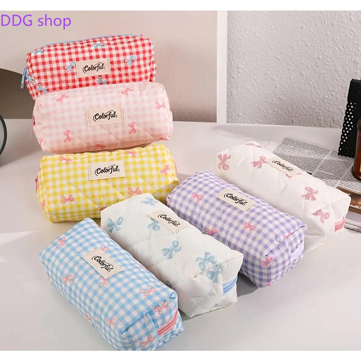Viral Aesthetic Bow Pencil Case for Girls - Retro Gradient Plaid Stationery Pouch, Large-Capacity Portable School Supply Organizer for Pens & Markers, Back-to-School Desk Setup Gift, Pencil Pouch