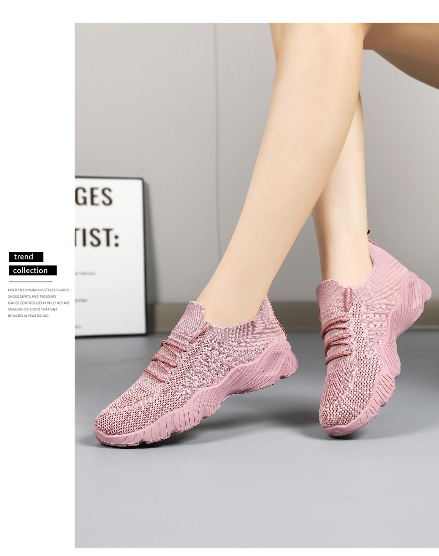 Women's lightweight casual shoes, breathable fly-knit sports shoes