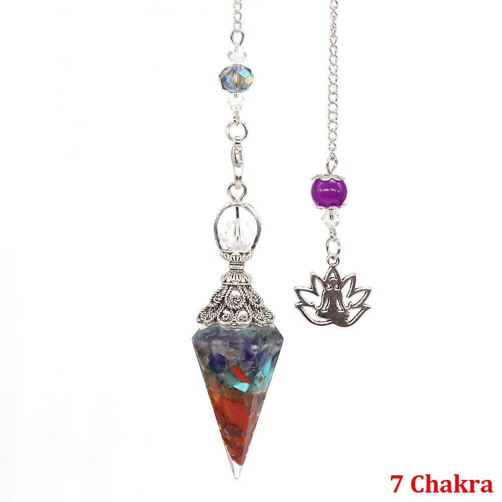 Natural Crystal Dowsing Pendulum Reiki Stone Chips Orgone Pendulums Hexagonal Pointed Reisin Spiritual Pendulo for Divination