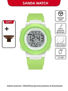 Sanda New Model Replaceable Strap Multi-functional Ladies' Fashion Multi-functional Electronic Watch Shockproof Night Light Alarm Sports Watch