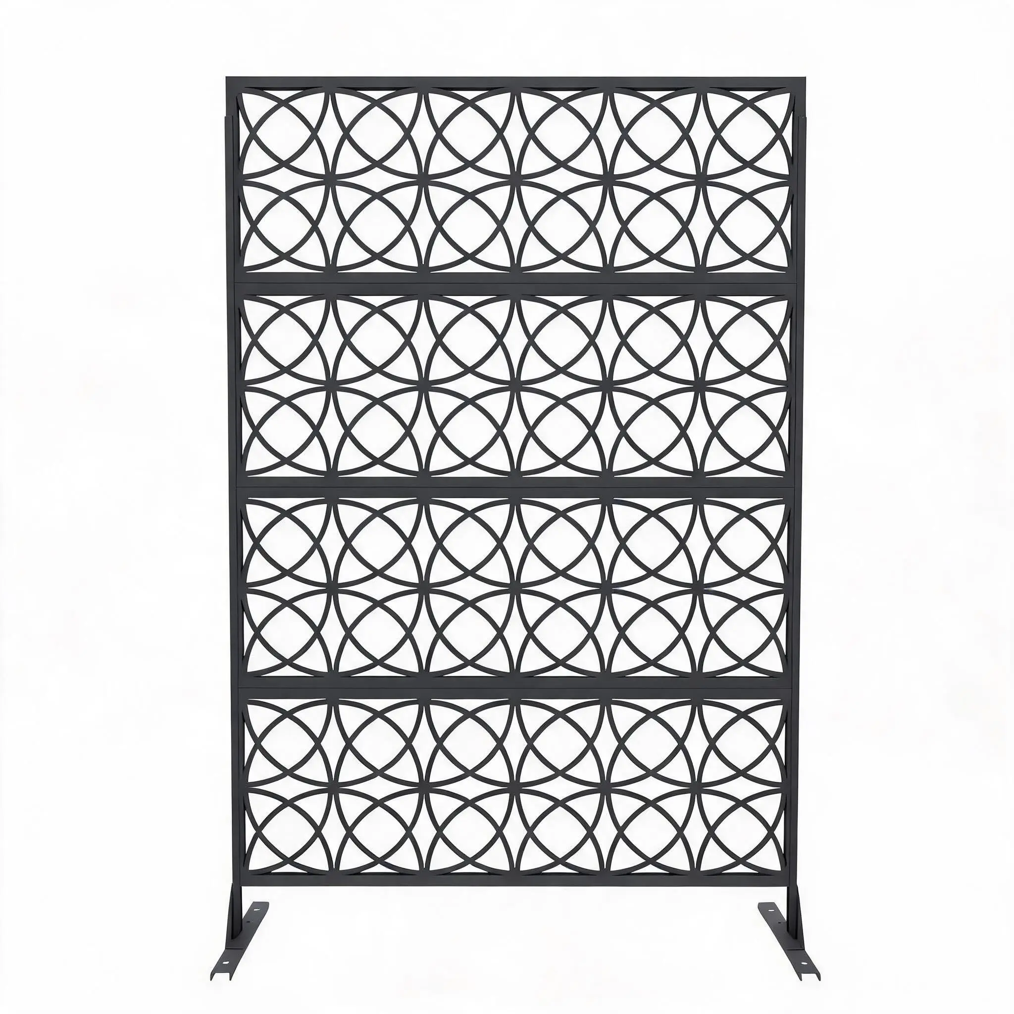 【Garvee】Decorative Outdoor Garden Fences – Ornamental Metal Panels with Scroll Design and Coin Motifs, Rust-Resistant Black Border – for Yard, Pool, Flower Beds, Easy to Install (70.9" H x 46" W)