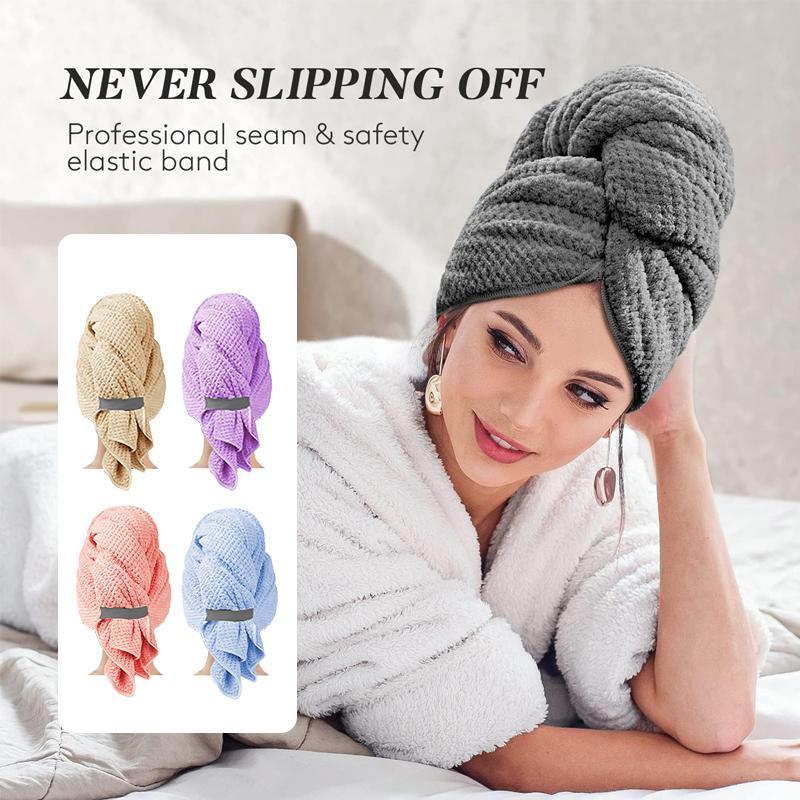 Hair Drying Towel Wrap, 1 Count Quick Absorption Lightweight Hair Towel Wrap, Hair Care Accessory for Home & Travel