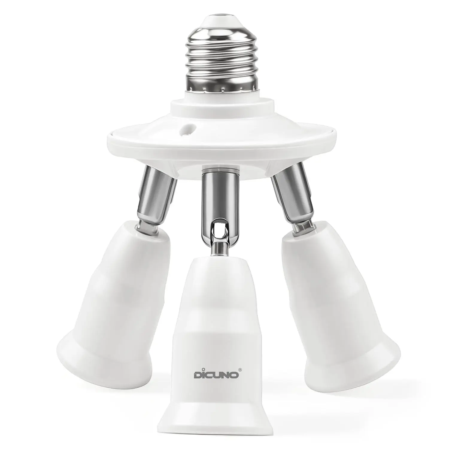 3 in 1 E26 Light Socket Splitter, 360° Adjustable and 180° Bendable