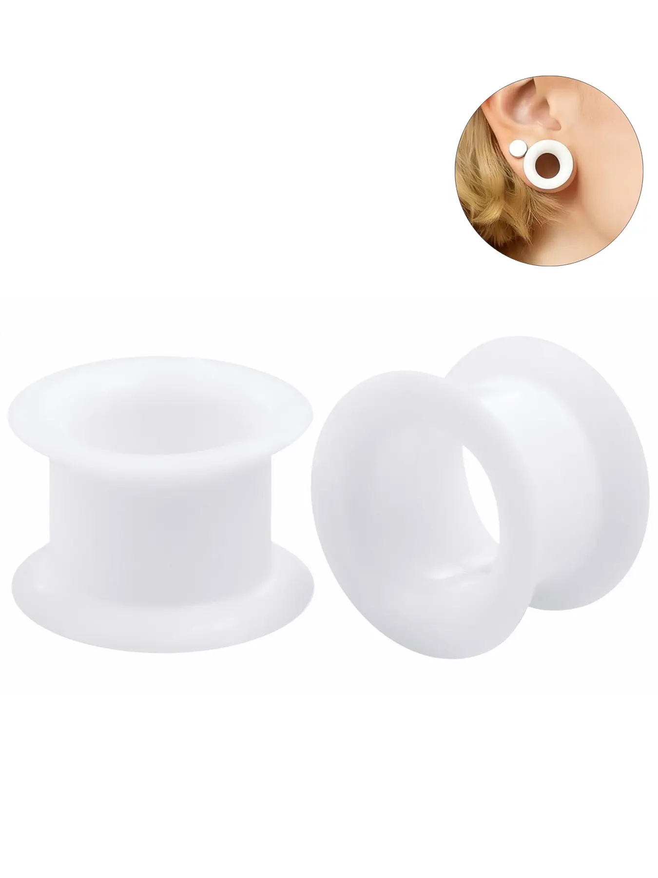 2pcs Thick Silicone Double Flared Flesh Ear Tunnel Plugs, Ear Jewelry, Flexible Hollow Gauge Expanders for Ear Stretching, Elegant Minimalist Design, Daily & Party Wear, Gift