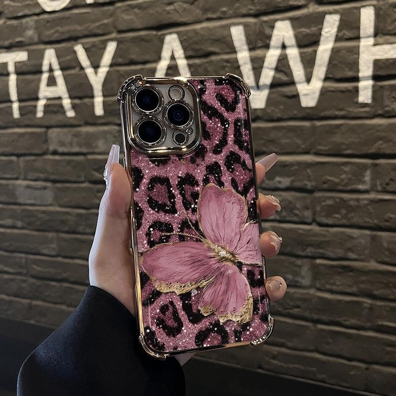 Darlingcase Pink Butterfly Pattern Anti-Drop TPU Case, For iPhone 17 Pro Max iPhone 16/15/14/13/12/11 Phone Case Full Camera Protection Slim Shockproof Mobile Phone Cover