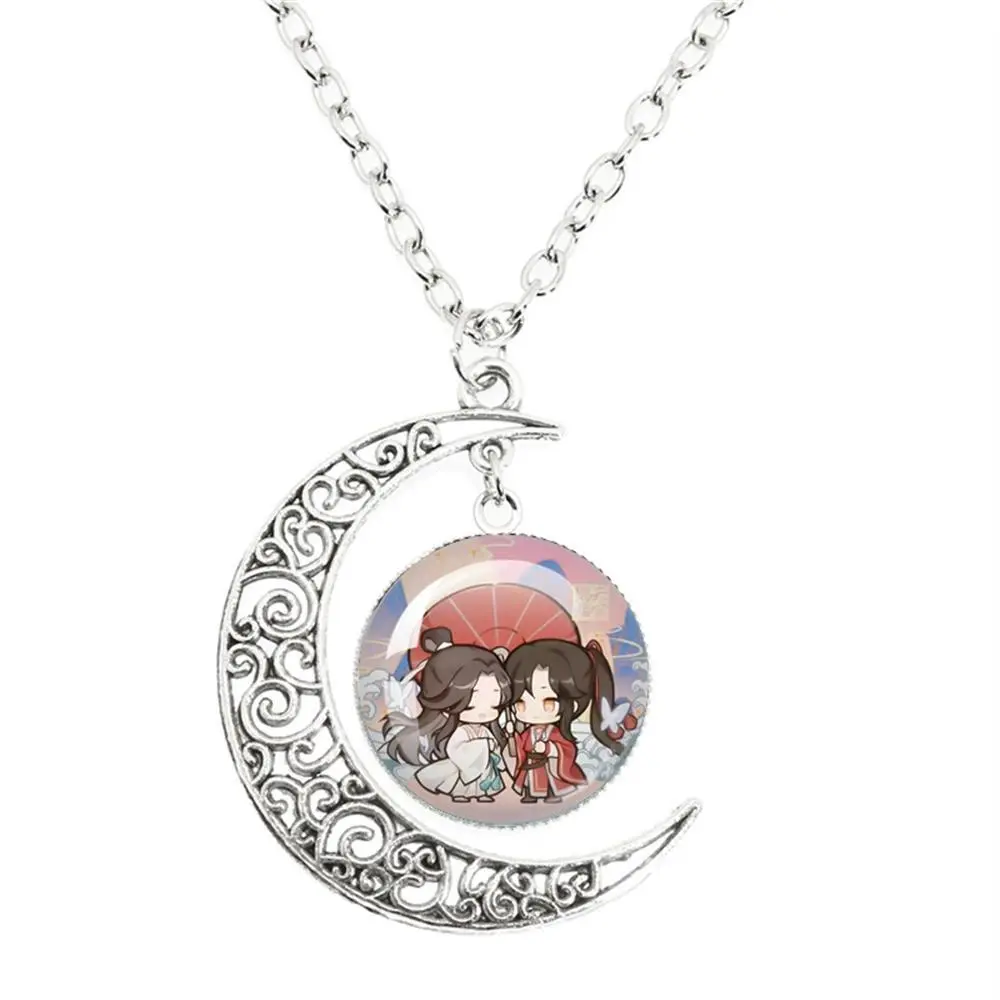 Anime Tian Guan Ci Fu 20mm Moon Necklace Glass Heaven Official’s Blessing Hua Cheng Xie Lian Character Cosplay Jewelry Gifts