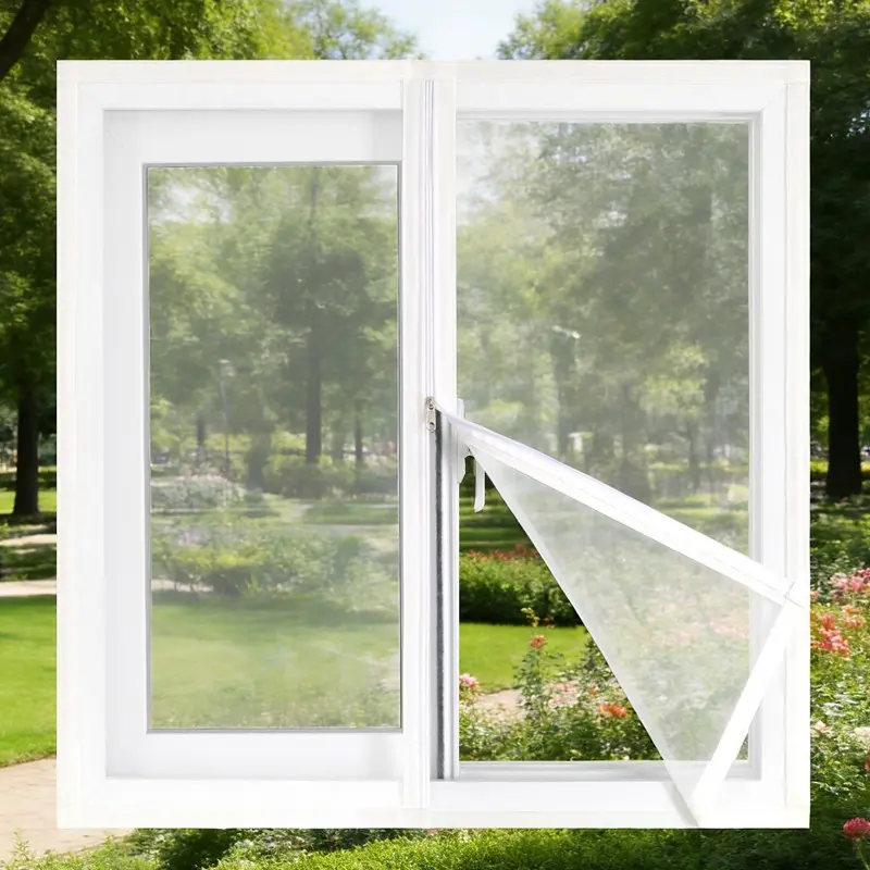 Zipper Opening Self-Adhesive Mosquito Insects Net, No Drilling Easy Installation, Practical Breathable Ventilation Mesh Window Screen Barrier, Suitable for Bedroom, Living Room, Kitchen, Bathroom, Balcony Windows