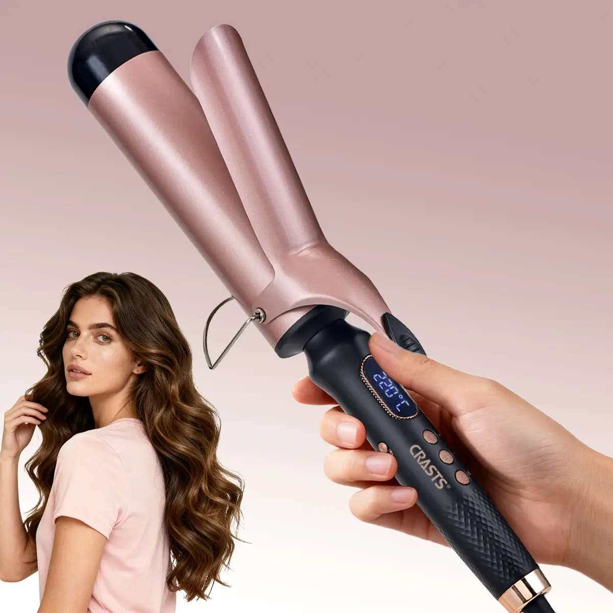50mm Jumbo Hair Curling Iron & Wand, LCD Digital Display, Adjustable Temp, Dual Voltage 100-240V for Travel, 360° Swivel Cord, Ceramic Barrel for Long Thick Hair, Creates Big Loose & Beachy Waves, Perfect Salon-Quality Hair Styling Gift for Women.