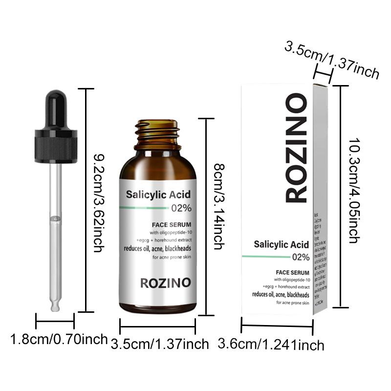 Salicylic acid serum moisturizes, nourishes, shrinks pores, improves closed comedones, and fades acne marks