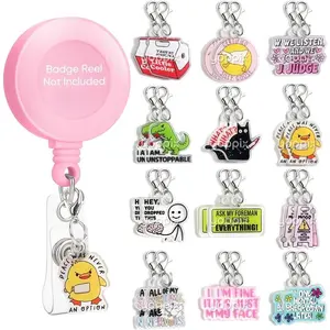 24 count Nurse Badge Reel Charms - Cute & Funny  Charms for ID Holders,  for ,  Staff, Teachers, Students & Office Professionals