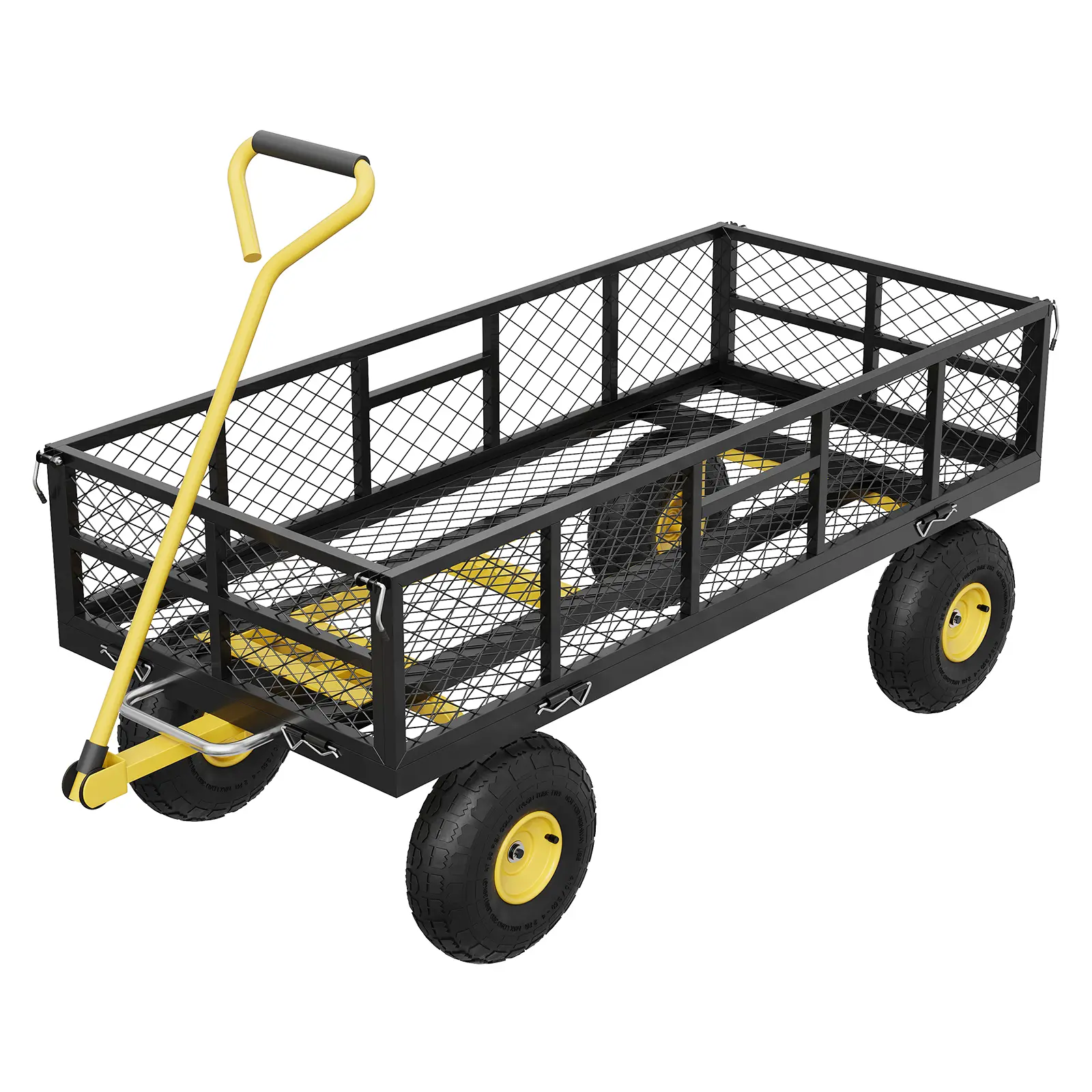 900 lbs Heavy Duty Steel Garden Cart - Removable Sides - 10" Pneumatic Tires - Versatile Utility Yard Wagon for Farm, Warehouse, Outdoor Cargo Transport - Durable Garden Equipment and Tool Hauler
