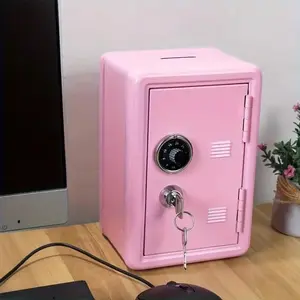 1 Counts Safe deposit box, mini storage cabinet, small safe deposit box with password lock and key, home safe, personal safe for household documents, money and jewelry, valuable items