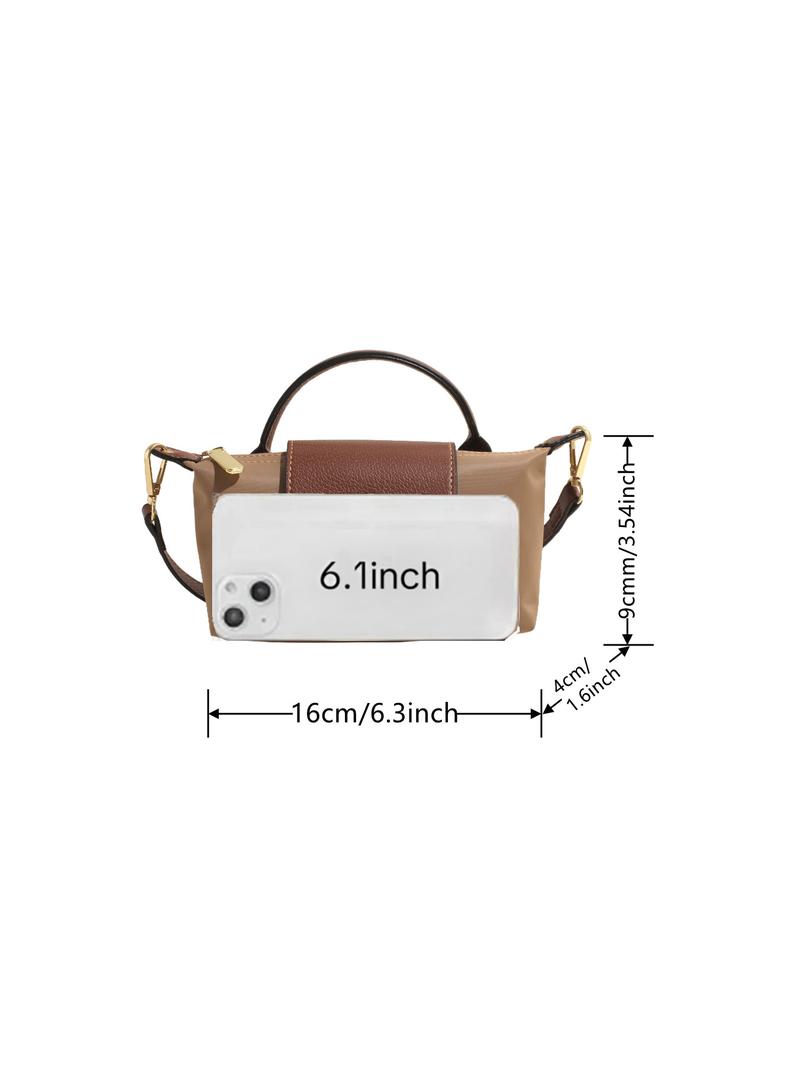 Women's Fashionable PU Leather & Canvas Crossbody Bag, Casual Versatile Hobo Bag for Work & Daily Used, Trendy All-match Commuter Bag