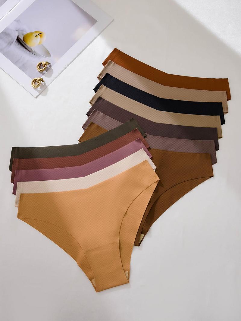 Women's Solid Color Brief, Soft Comfy Breathable Panties for Daily Wear, Women's Underwear for Summer, Soft Fit Panty