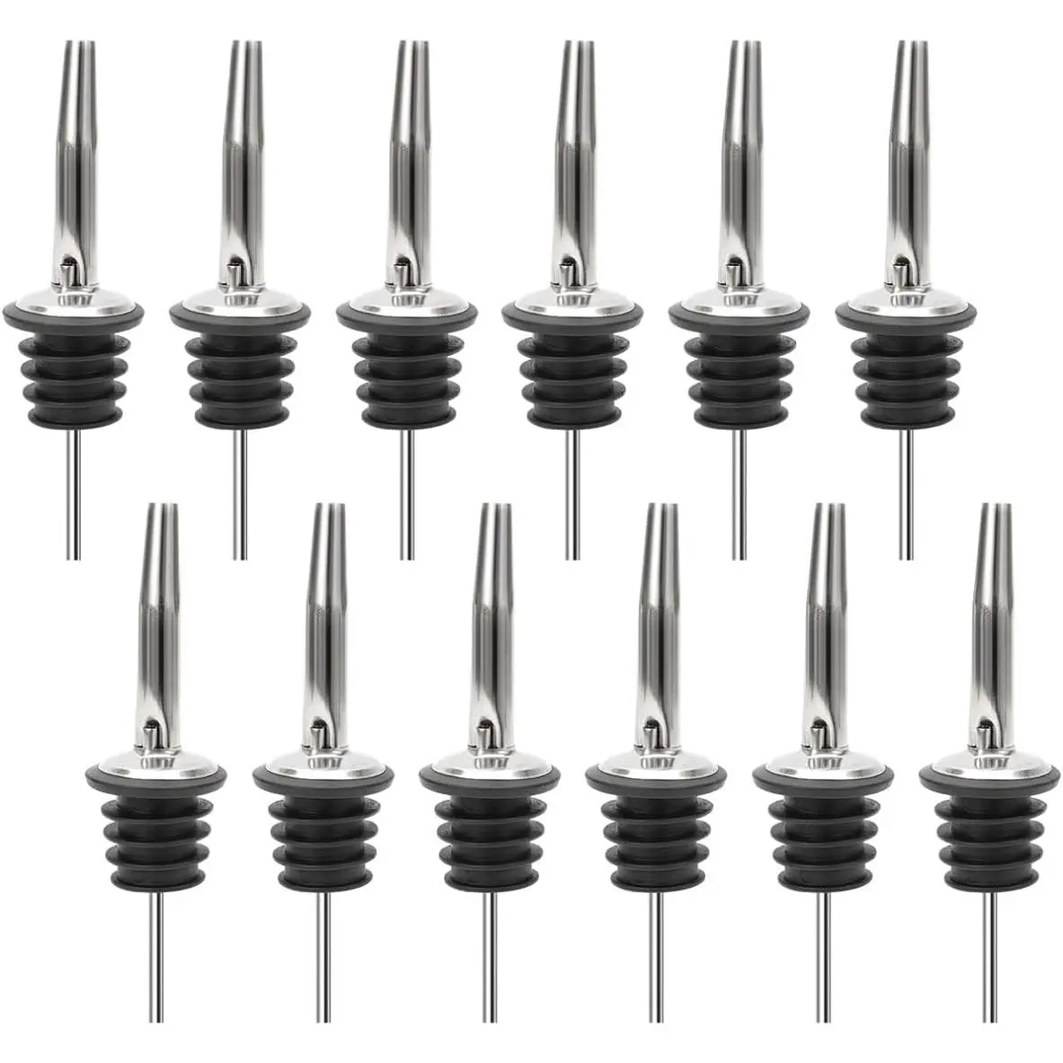 (12 Pack Stainless Steel Classic Bottle Pourers w/Tapered Spout