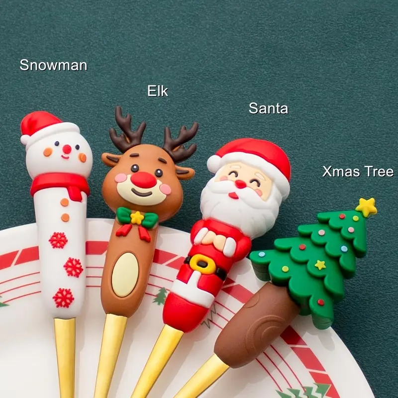 8pcs Christmas coffee spoon set-stainless steel material, holiday Santa Claus, snowman and reindeer patterns, suitable for dessert, tea and soup-perfect holiday gift, personalized customization, birthday, greetings and tableware decoration.