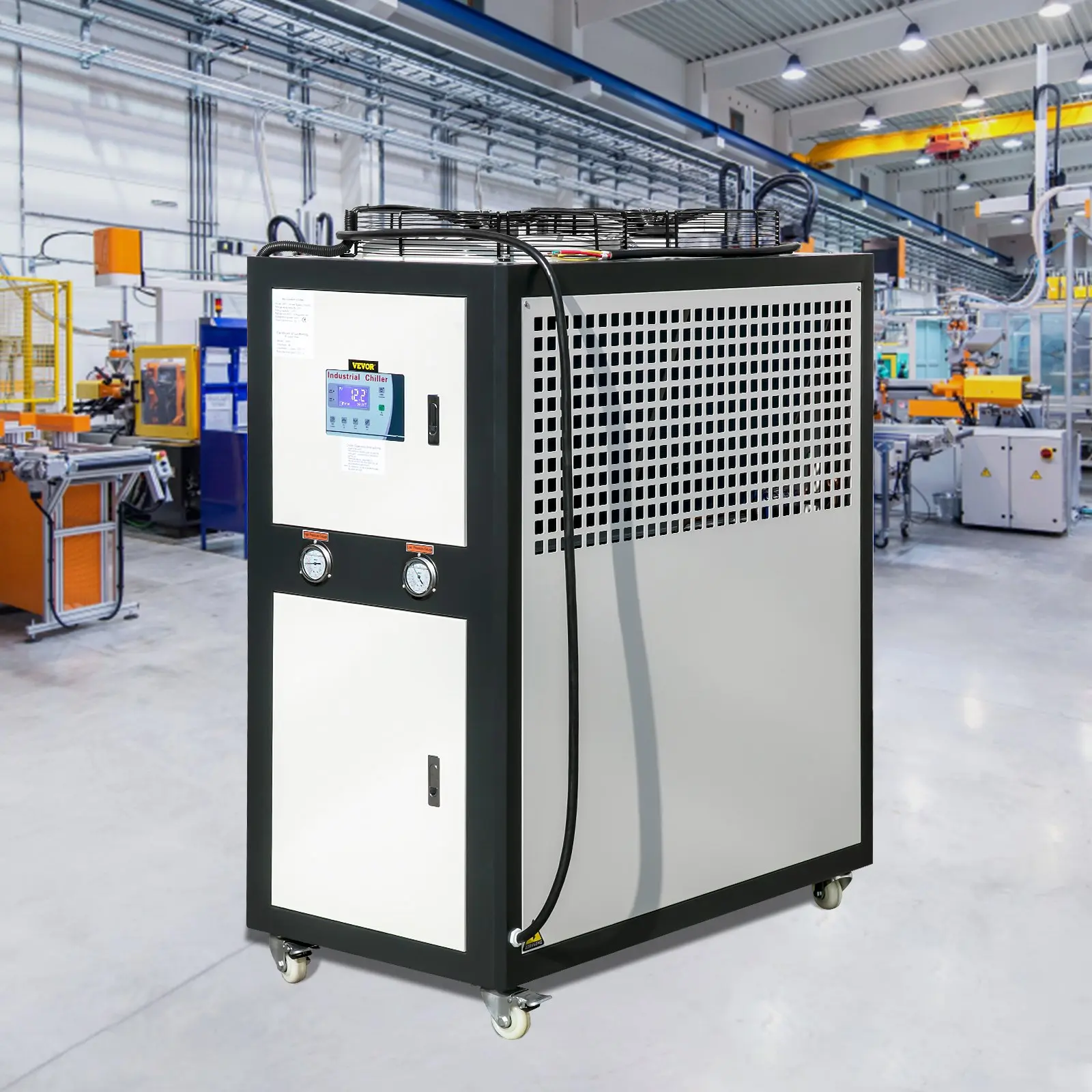 【Summerfinds】VEVOR Water Chiller 6Ton Capacity, Industrial Chiller 6Hp, Air-Cooled Water Chiller, Finned Condenser, with Micro-Computer Control, Stainless Steel Water Tank Chiller Machine for Cooling Water