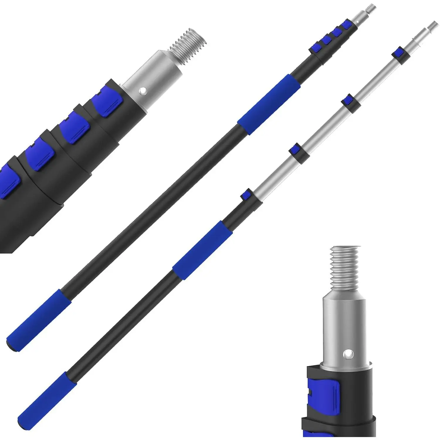 26FT  Telescopic Extension Pole, 5-19FT Multi-Purpose Extension Pole with  Twist- Metal Tip, Sturdy   Roller Extension Pole for ,  Roller, Duster