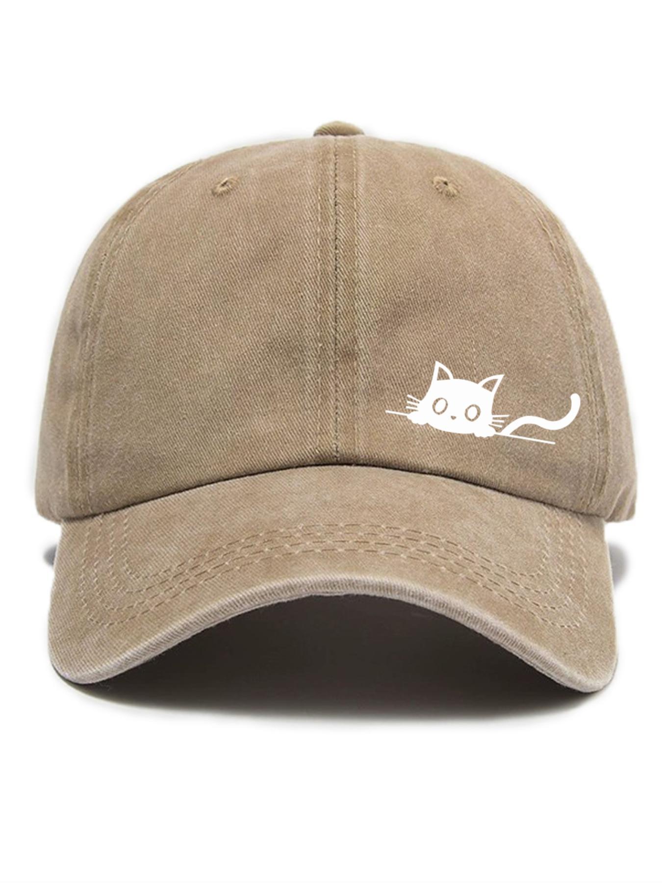 Cute Cartoon Cat Embroidery Baseball Cap, Embroidered Cap, Casual Outdoor Sports Hat for Men & Women, Fashion Accessories for Daily Wear