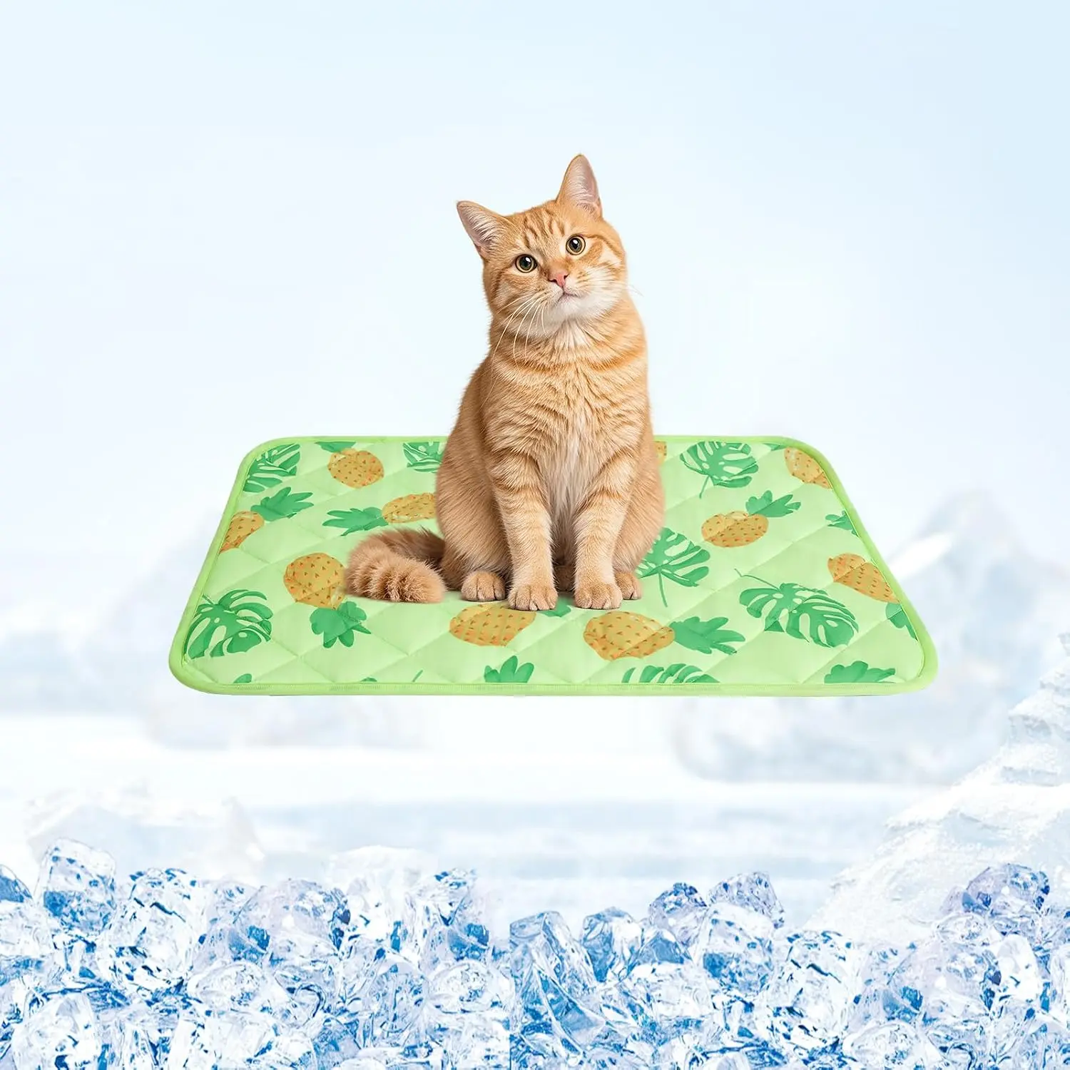 Cooling Mat,15.5" x 19.5"Thicken Self-Cooling Mat for &,Internal & Endothermic,Washable  Ice Cool Pad Blanket, Sleeping Pad for Indoor Outdoor in Summer, , Green S