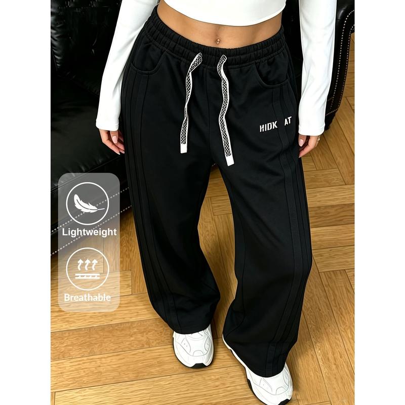 Women’s Wide-Leg Sweatpants - Soft Loose Fit, Drawstring Waistband, Lightweight Breathable Material, Ideal for Everyday Casual, Indoor & Outdoor Wear