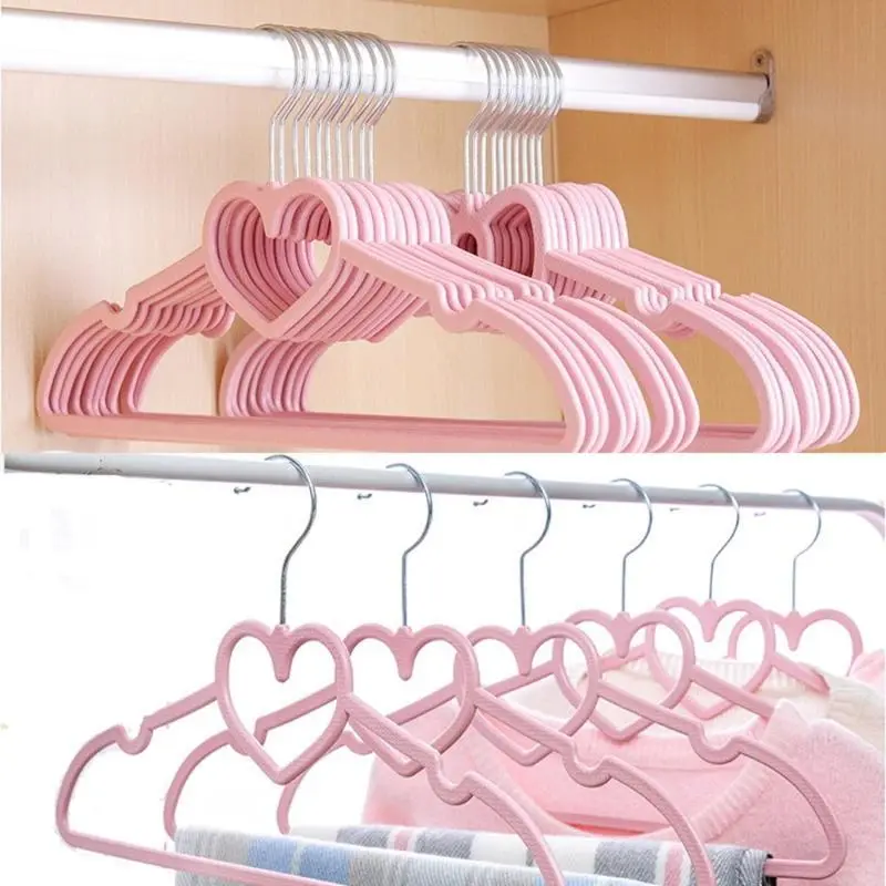 5PCS Clothes Hanger Durable Hanger ABS Heart Pattern Coat Hanger For Adult Children Clothing Hanging Supplies (Pink)