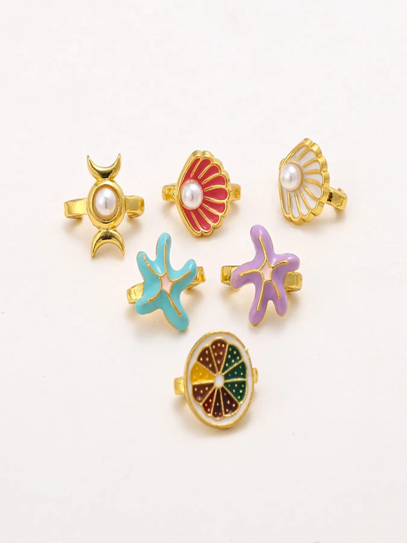 6 Piece Ocean Theme Beach Shoe Charms, Zinc Alloy Shell Starfish Design, Decorative Charms for Havana Sandals, Shoe Decoration Charms, No Shoes Included
