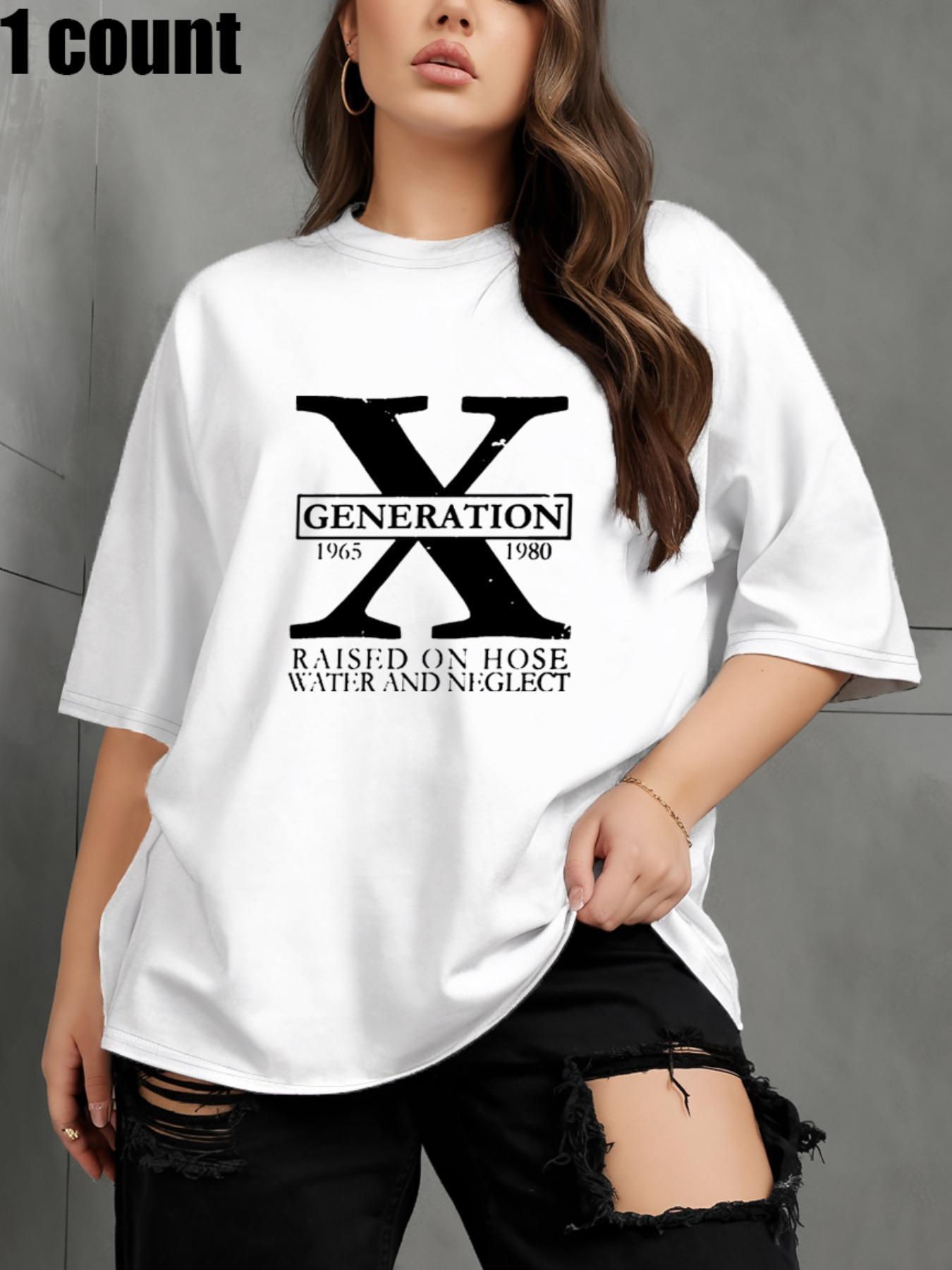 【Plus Size】 Letter Print Round Neck Tee, Casual Short Sleeve Crew Neck Printed T-Shirt for Daily Outdoor Wear, Women Clothing for All Seasons