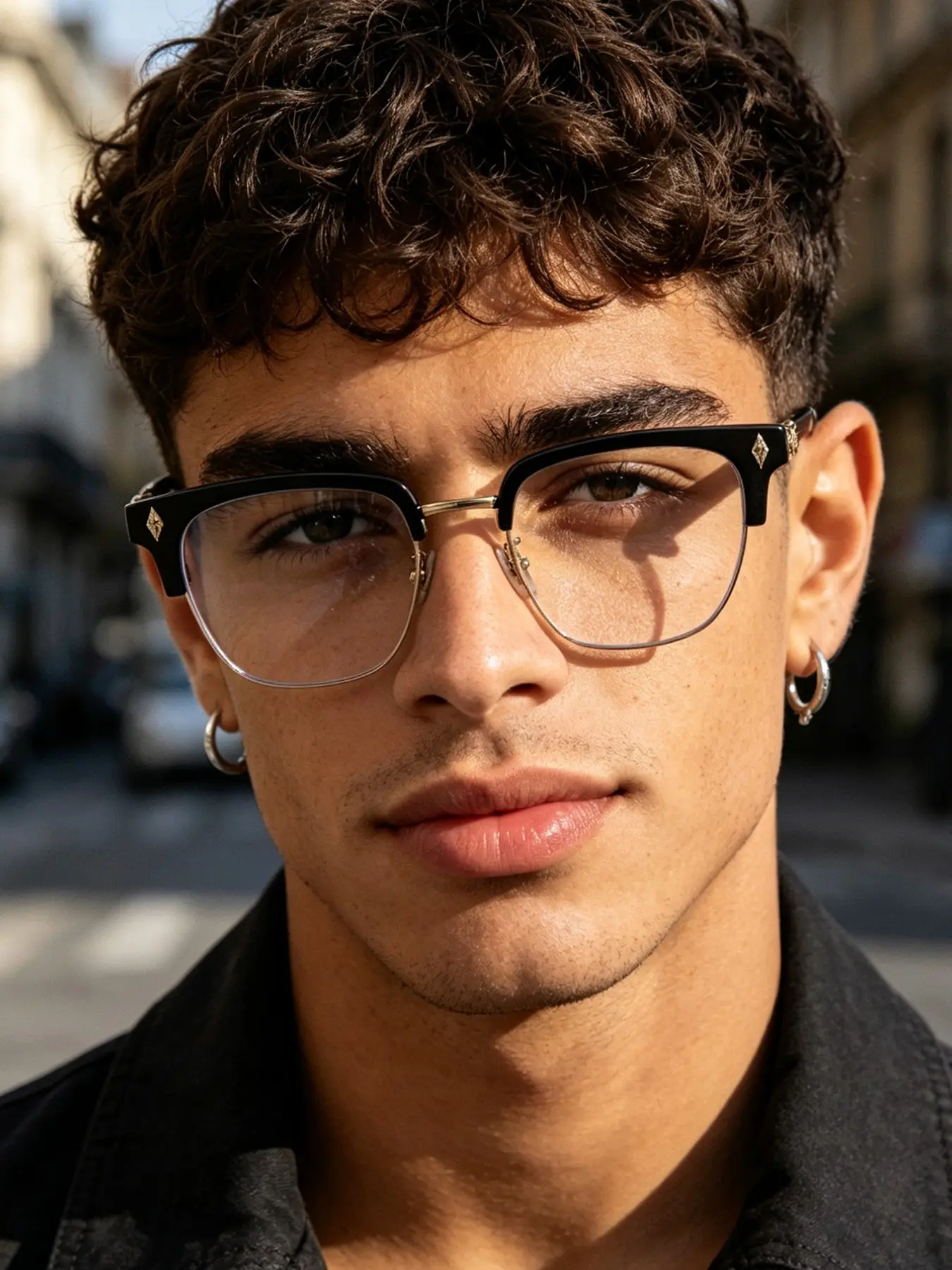 Men's Patchwork Metal Half Frame Glasses, Anti-Blue Light, Elegant Court Style, Casual All Seasons, Office & Business Use