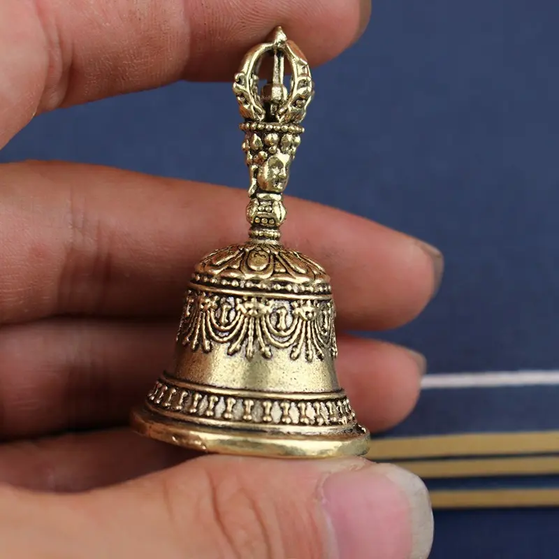 Engraved Bronze Percussion Bell – Handheld Shaker with Striking Handle, Great Father's Day Gift