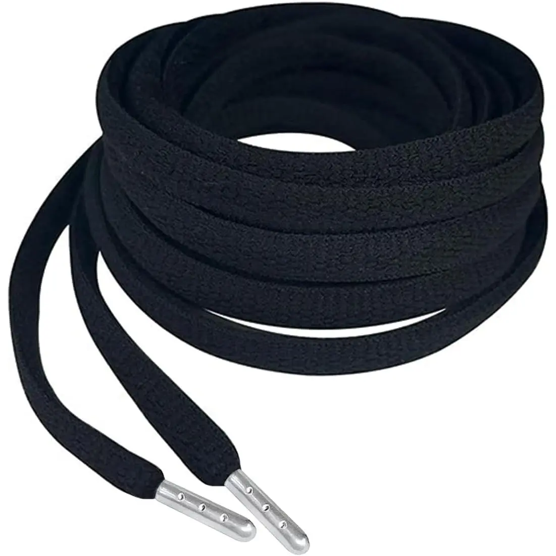 Metal Tip Shoelaces: Round Flat Half-Round for Sneakers Boots, Black White, 120/140cm (/55") Durable Laces