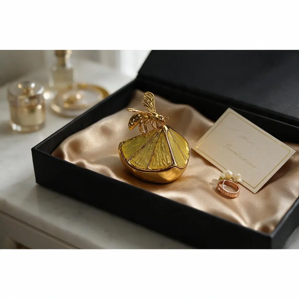 Sayzineo Vintage Lemon Bee Design Jewelry Box, Elegant Jewelry Organizer, Jewelry box Container for Earring Necklace Ring, Dustproof Organizer Boxes, Trinket Box Collection, Bedroom Decor,Accessories Box, Desktop Art Storage Organizer,Best Gift for her