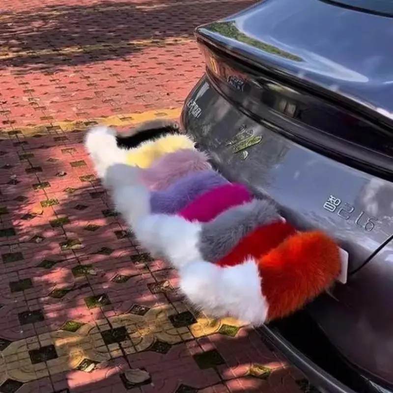 Simulation Fox Fur Electric Wagging Tail Battery Powered Swing Tail Auto Exterior Ornament Car Decoration Cute Fun Gifts