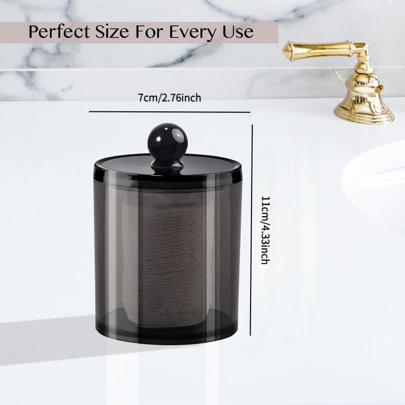 Clear Makeup Cotton Storage Box Set, 2/3/6 Counts Round Makeup Cotton Storage Container with Lid, Dustproof Storage Box for Home Bathroom Kitchen Dormitory Office