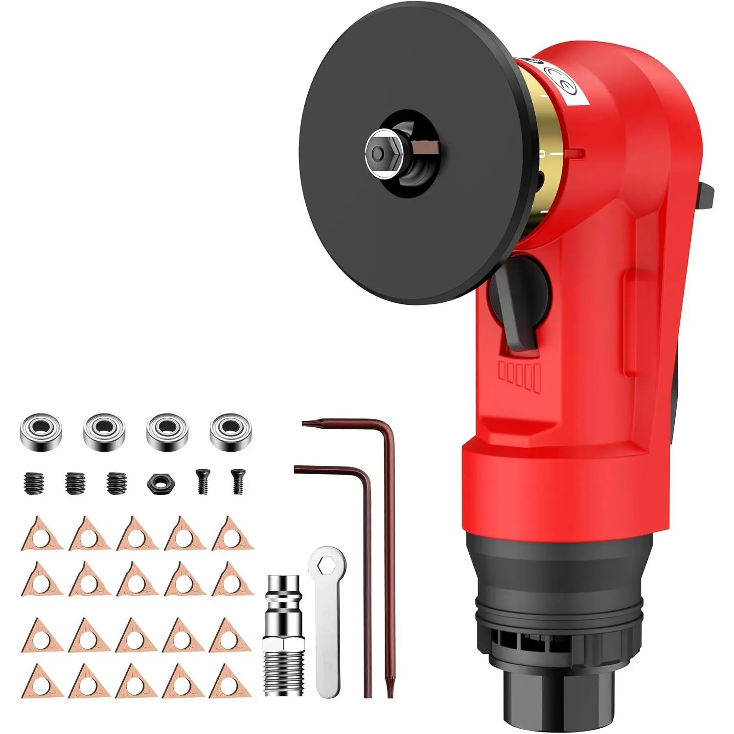 Pneumatic Chamfering Tool, 30000 RPM Air Deburring Machine with 12 C- & 10 R-, 45°  Finishing Tool with 4-Speed Control, Adjustable 0.1-1.5mm Chamfer for Steel//PVC