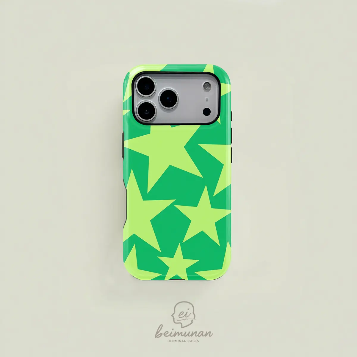 Classical Fashion Unisex Retro-Chic Green Star & Flower Pattern 2-in-1 MagSafe Durable Phone Case for iPhone 17/16/15/14/13/12/11 Pro Max/Plus/Pro - Ideal Phone Accessory for Birthday Gifting