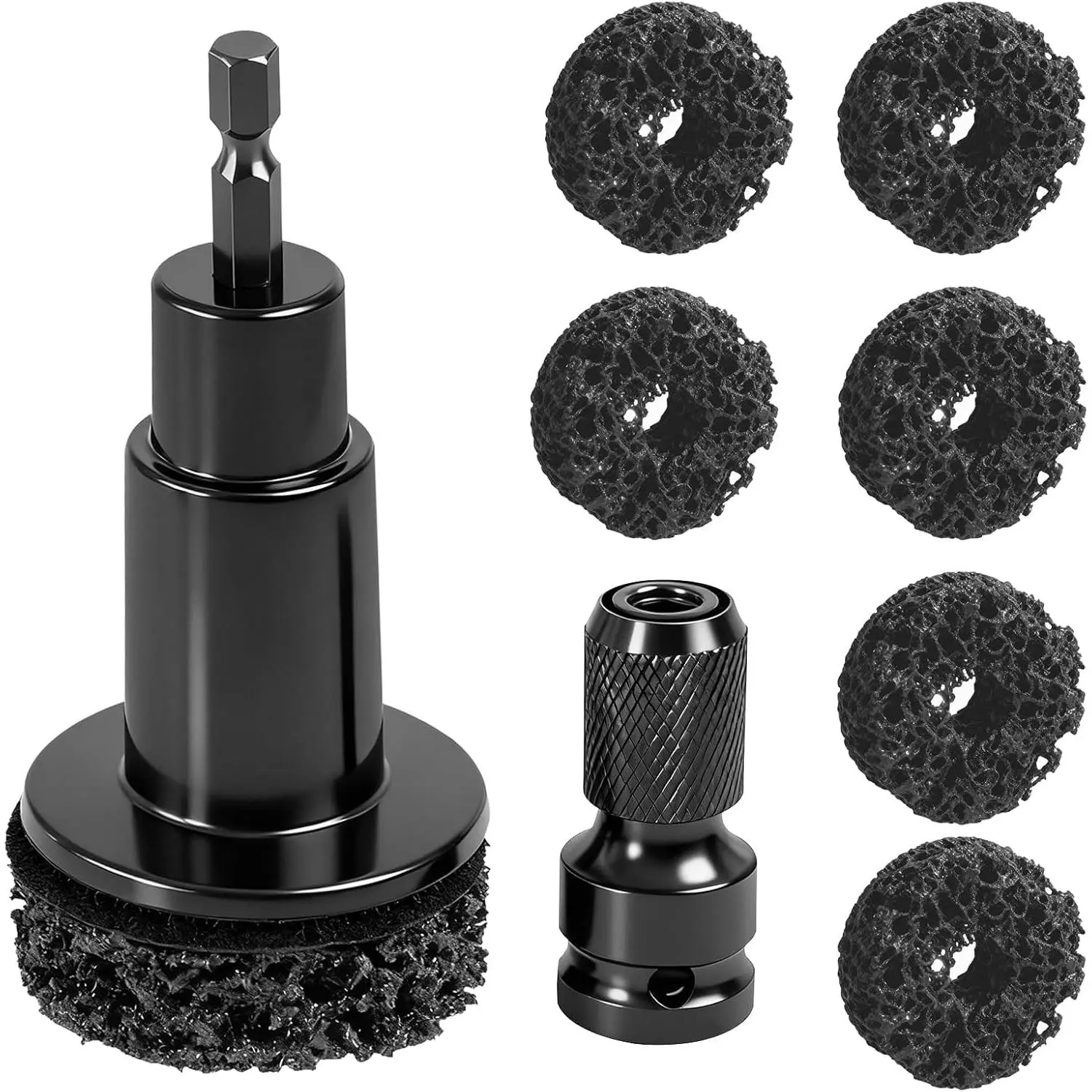 Wheel Hub Resurfacing Kit Wheel Stud and Hub Cleaner for Quick Rust Removal on Lug Studs and Brake Rotors,Includes 7 Cleaning Pads,Fits 1/2” Wrenches or Electric Drills,Car Maintenance Tool