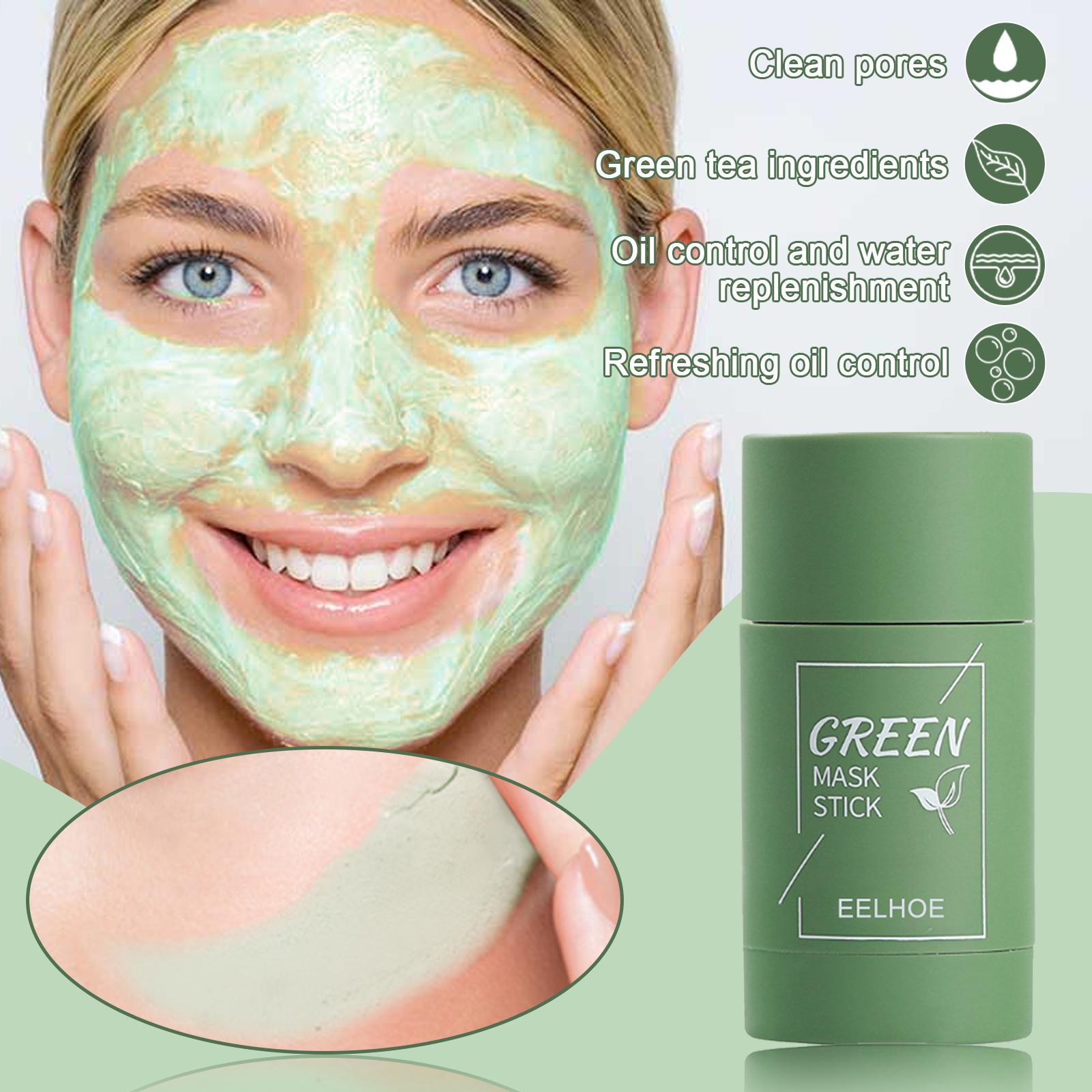 Eelhoe Green Tea Solid Mask Deep Cleansing and Hydrating Mask Stick Shrink Pores Daub-Type Clay Mask Stick