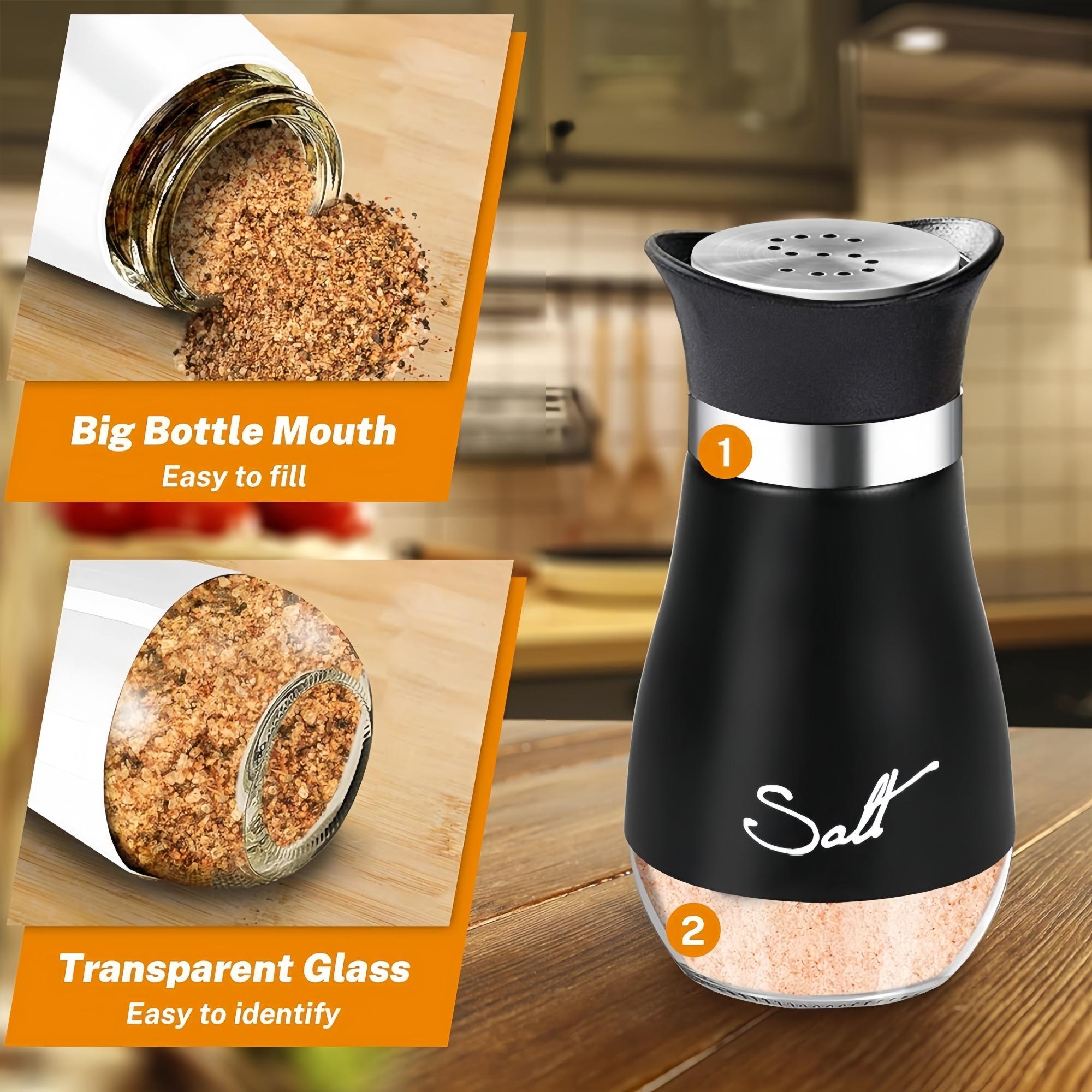 Salt and Pepper Shaker Set, 2 Counts/set Stainless Steel Salt and Pepper Container with Stand, Seasoning Utensils for Home Kitchen, Dining Table, Camping, Barbecue