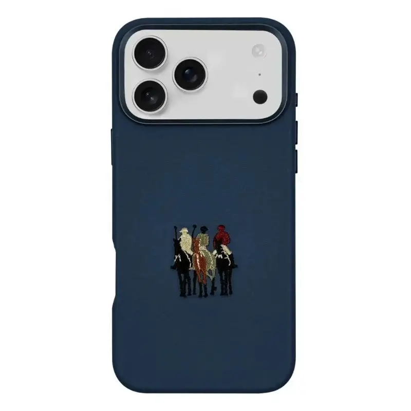 Leather Embroidery Magnetic Case for iPhone 17 Pro/17 Pro Max, iOS Smartphone Protection Accessory, Protective Back Cover Available in Black, Blue, Grey