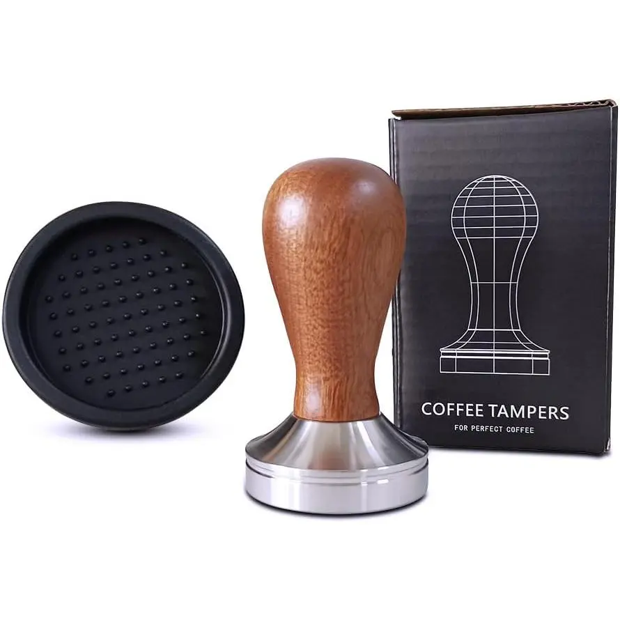 Coffee Tamper Espresso Hand Tamper 304 Stainless Steel Espresso Coffee Tamper with Mat (58mm)