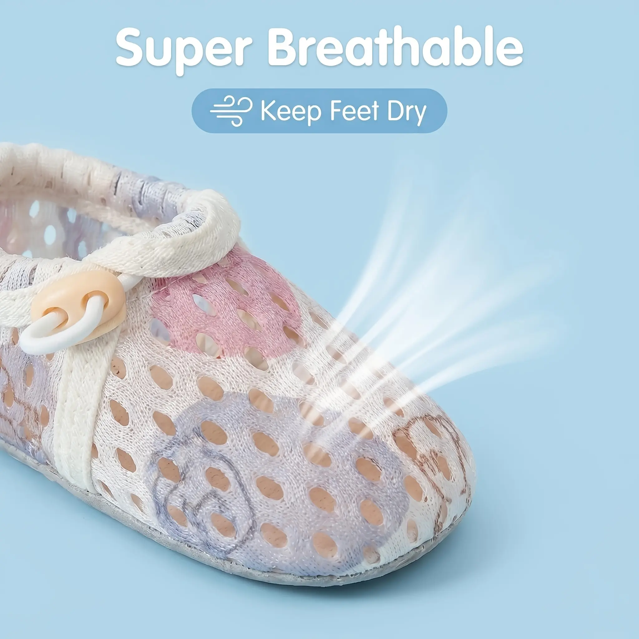 Unisex Toddler Mesh Sock Shoes for First Walkers - Adjustable Strap, Breathable Mesh Fabric, Soft Anti-Slip Sole, Prop 65 Safe for Baby Kids