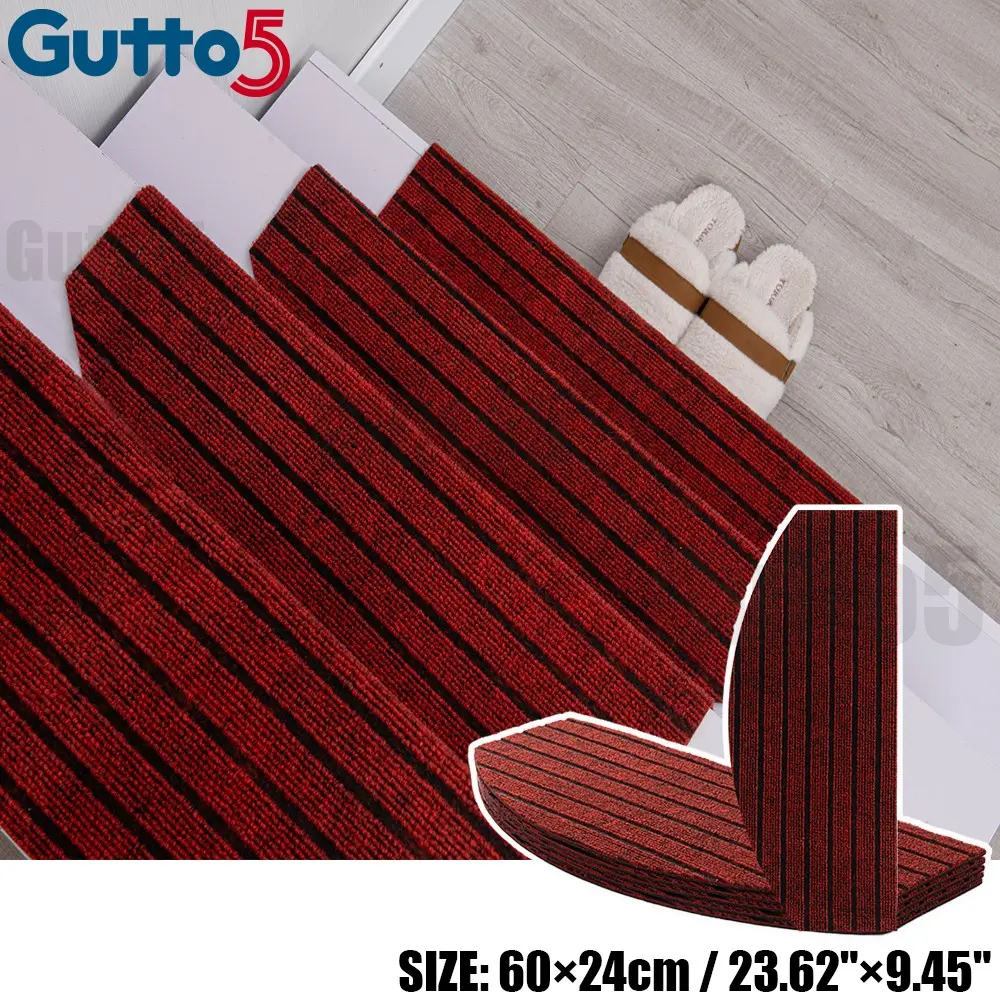 10pcs/15pcs Removable Self-Adhesive Stair Mats, Floor Mat, Indoor Carpet Rugs, Plain Color, Cuttable Reusable, DIY Home Decor, Anti-Slip