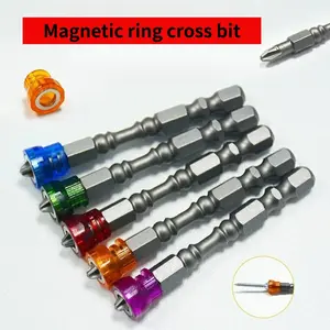 65mm Strong Magnet Bit, S2 Alloy Steel 1/4 Hex Shank Cross Electric Screwdriver Head, Anti-Slip High Torque Impact Drill Repair Parts