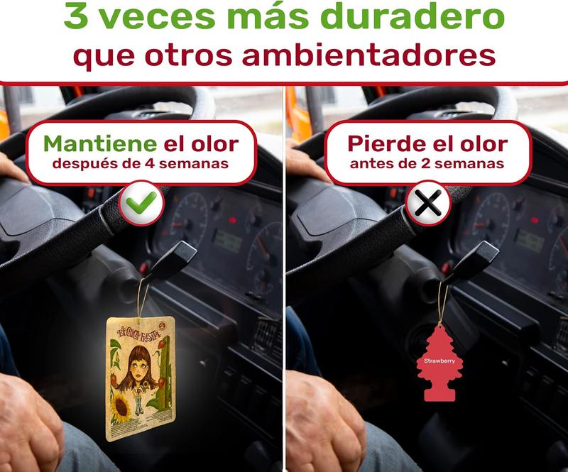 3 count La Chica Fresita  Air Freshener - 4 Weeks Long-lasting Strawberry Scent - The -have Rear View Mirror  Accesory for  and  -  & Proudly Mexican Automotive