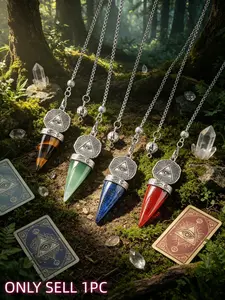 1pc The all-seeing eye round conical natural crystal pendulum pendant, witch yoga spiritual aura gem wheel healing crystal, used for balancing chakra energy, divination witchcraft, spiritual energy emotion therapy, and spiritual talent detection tool
